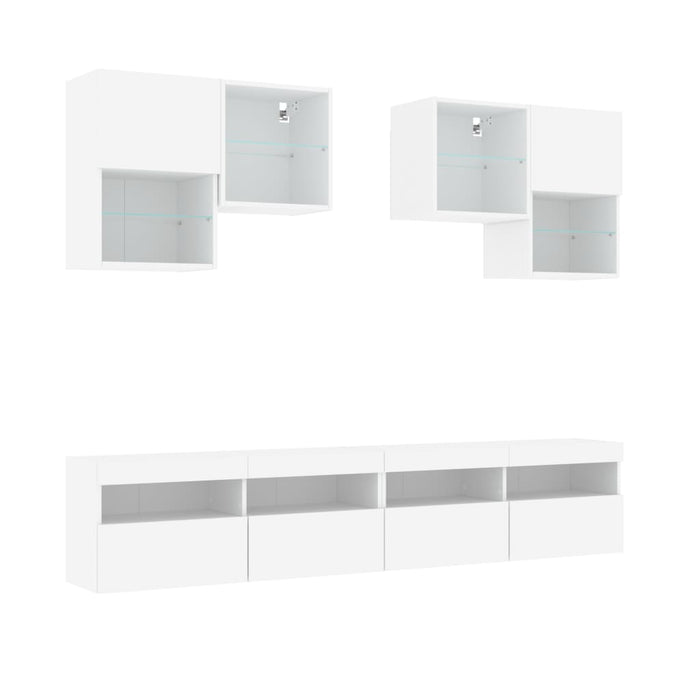 Set Mobili TV a Muro 6 pz con Luci LED Bianco 3216750