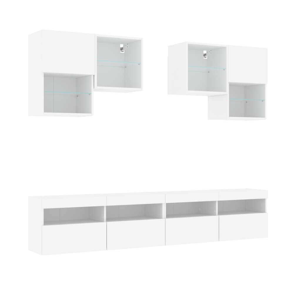 Set Mobili TV a Muro 6 pz con Luci LED Bianco 3216750