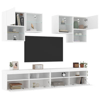 Set Mobili TV a Muro 6 pz con Luci LED Bianco 3216750