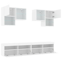 Set Mobili TV a Muro 6 pz con Luci LED Bianco 3216750