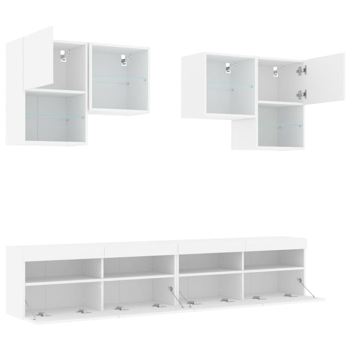 Set Mobili TV a Muro 6 pz con Luci LED Bianco 3216750