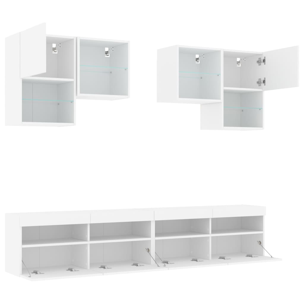 Set Mobili TV a Muro 6 pz con Luci LED Bianco 3216750