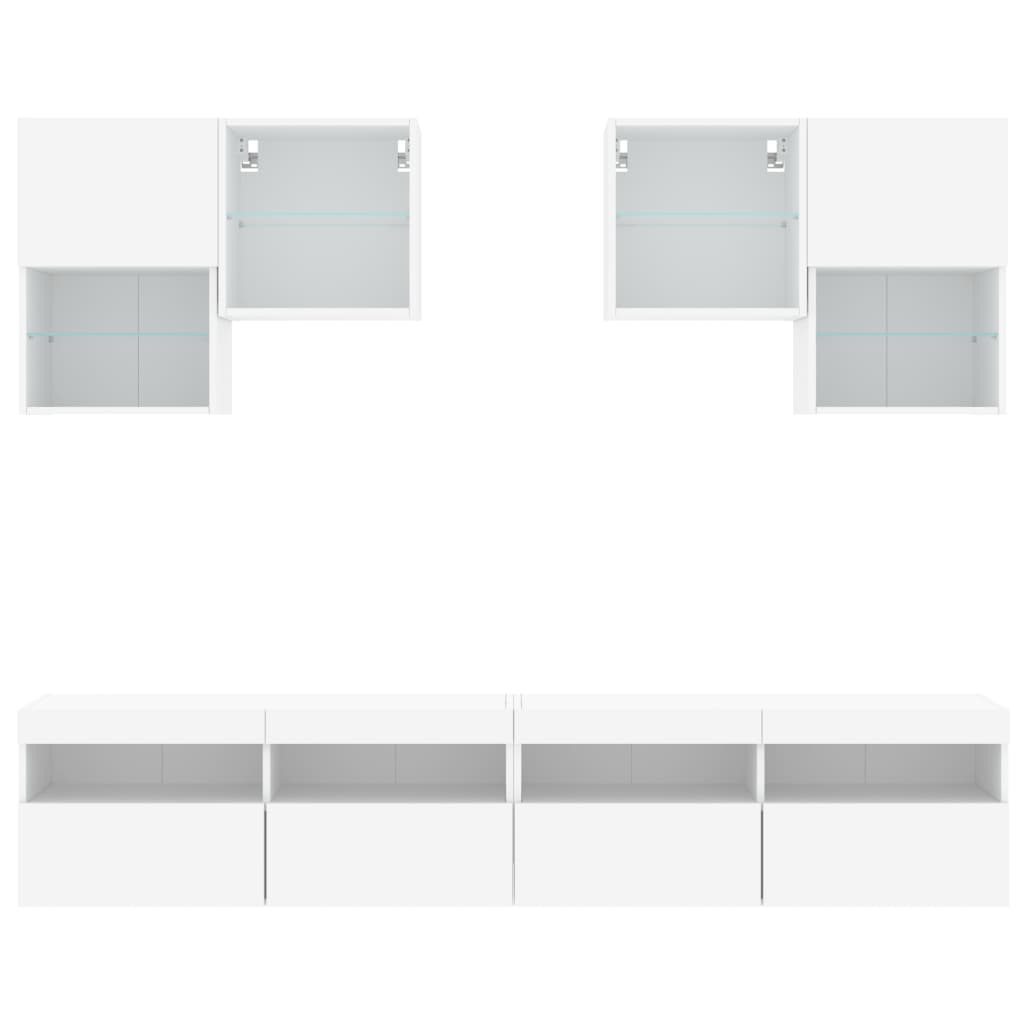Set Mobili TV a Muro 6 pz con Luci LED Bianco 3216750