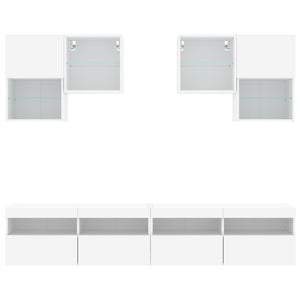 Set Mobili TV a Muro 6 pz con Luci LED Bianco 3216750