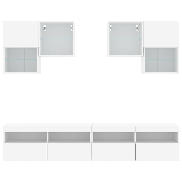 Set Mobili TV a Muro 6 pz con Luci LED Bianco 3216750