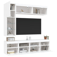 Set Mobili TV a Muro 7 pz con Luci LED-Set di 7 Credenza per TV Bianco