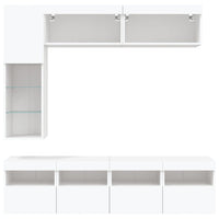 Set Mobili TV a Muro 7 pz con Luci LED-Set di 7 Credenza per TV Bianco