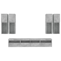 Set Mobili TV a Muro 7 pz con Luci LED Grigio Cemento 3216774