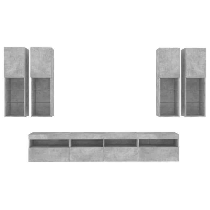 Set Mobili TV a Muro 7 pz con Luci LED Grigio Cemento 3216774