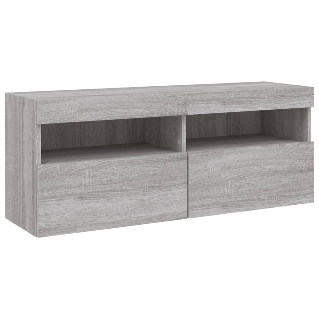 Set Mobili TV a Muro 7 pz con Luci LED Grigio Sonoma 3216783