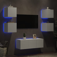 Mobili TV a Muro con LED 6pz Bianchi in Legno Multistratocod mxl 86438
