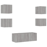 Mobili TV a Muro con LED 6pz Grigio Sonoma Legno Multistrato 3216816