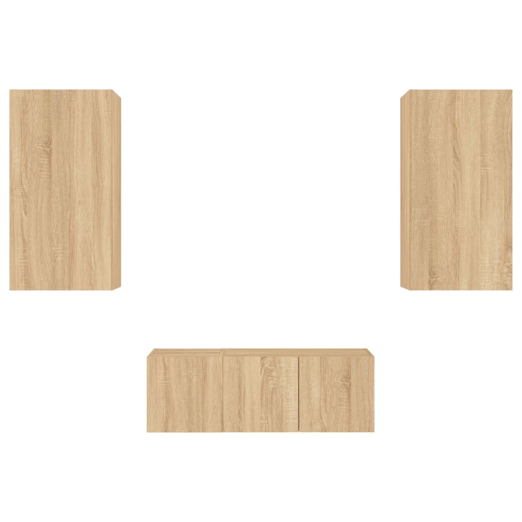 Mobili TV a Muro con LED 4pz Rovere Sonoma Legno Multistrato 3216820