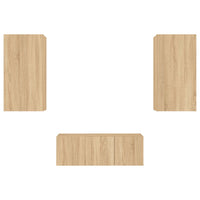 Mobili TV a Muro con LED 4pz Rovere Sonoma Legno Multistrato 3216820