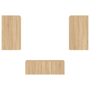 Mobili TV a Muro con LED 4pz Rovere Sonoma Legno Multistrato 3216820
