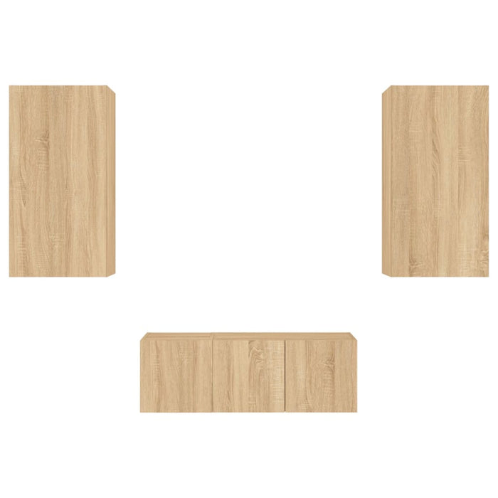 Mobili TV a Muro con LED 4pz Rovere Sonoma Legno Multistrato 3216820
