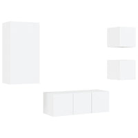 Mobili TV a Muro con LED 5pz Bianchi in Legno Multistrato 3216825