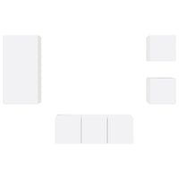 Mobili TV a Muro con LED 5pz Bianchi in Legno Multistrato 3216825