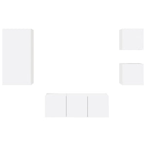 Mobili TV a Muro con LED 5pz Bianchi in Legno Multistrato 3216825