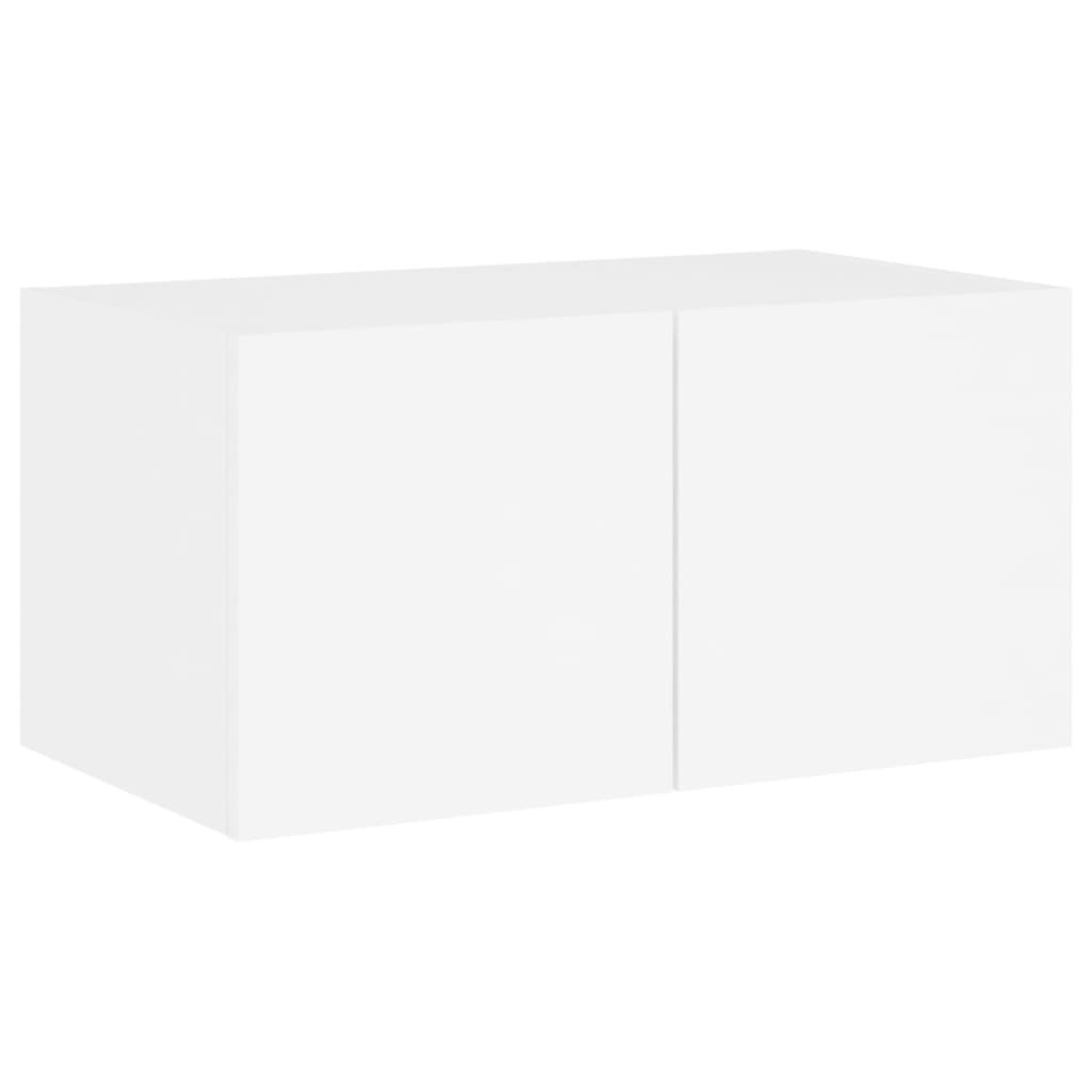 Mobili TV a Muro con LED 5pz Bianchi in Legno Multistrato 3216825