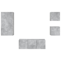 Mobili TV a Muro con LED 5pz-Set di 5 Credenza per TV sospesa Grigio Cemento Legno Multistrato 144913