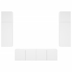 Mobili TV a Muro con LED 6pz Bianchi in Legno Multistrato 3216832