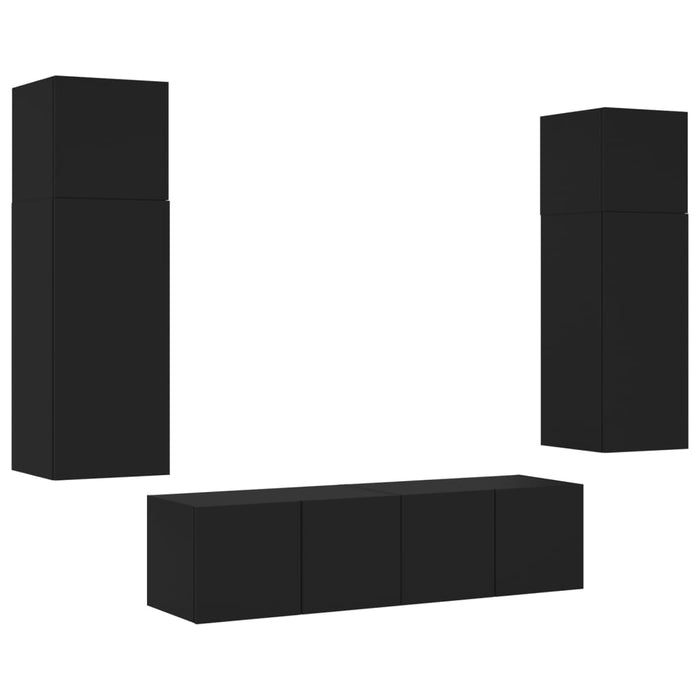 Mobili TV a Muro con LED 6pz Neri in Legno Multistrato 3216833