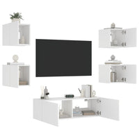 Mobili TV a Muro 5pz con Luci LED-Set di 5 Credenza per TV sospesa Bianchi