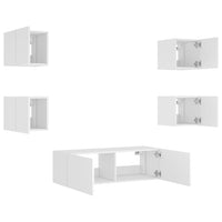Mobili TV a Muro 5pz con Luci LED-Set di 5 Credenza per TV sospesa Bianchi