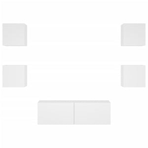 Mobili TV a Muro 5pz con Luci LED-Set di 5 Credenza per TV sospesa Bianchi