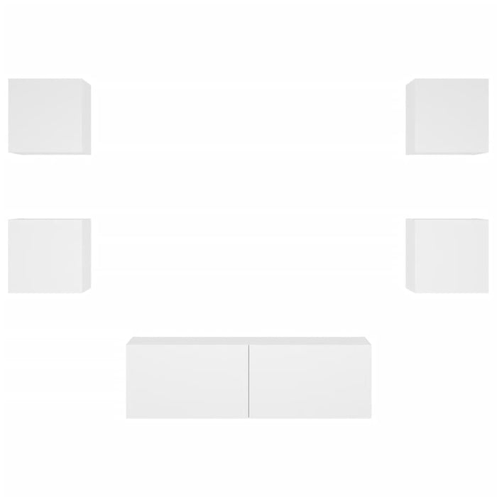 Mobili TV a Muro 5pz con Luci LED-Set di 5 Credenza per TV sospesa Bianchi