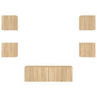 Mobili TV a Muro 5pz con Luci LED-Set di 5 Credenza per TV sospesa Rovere Sonoma