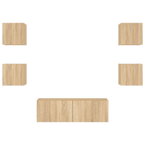 Mobili TV a Muro 5pz con Luci LED-Set di 5 Credenza per TV sospesa Rovere Sonoma