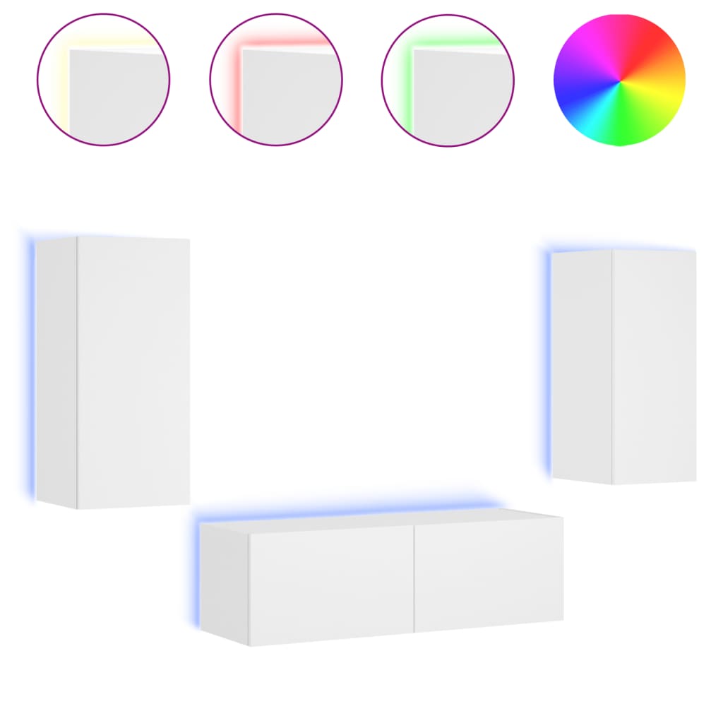 Mobili TV a Muro 3pz con Luci LED Bianchicod mxl 110318