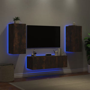 Mobili TV a Muro 3pz con Luci LED Rovere Fumocod mxl 110322