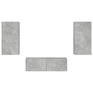 Mobile TV multimediale scaffale per televisione televisione buffet sala da pranzo soggiorno camera da letto a parete x 3 pezzi con luci LED grigie 02_0028197