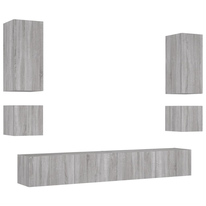 Mobili TV a Muro 6pz con Luci LED Grigio Sonomacod mxl 86362