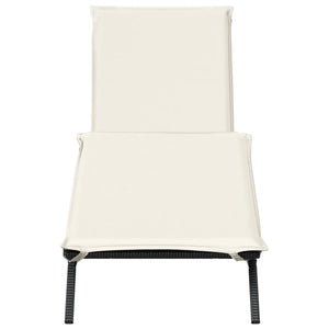 Lettino Prendisole con Cuscino Nero in Polyrattan