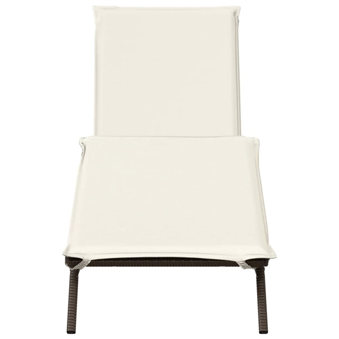 Lettino Prendisole con Cuscino Marrone in Polyrattan