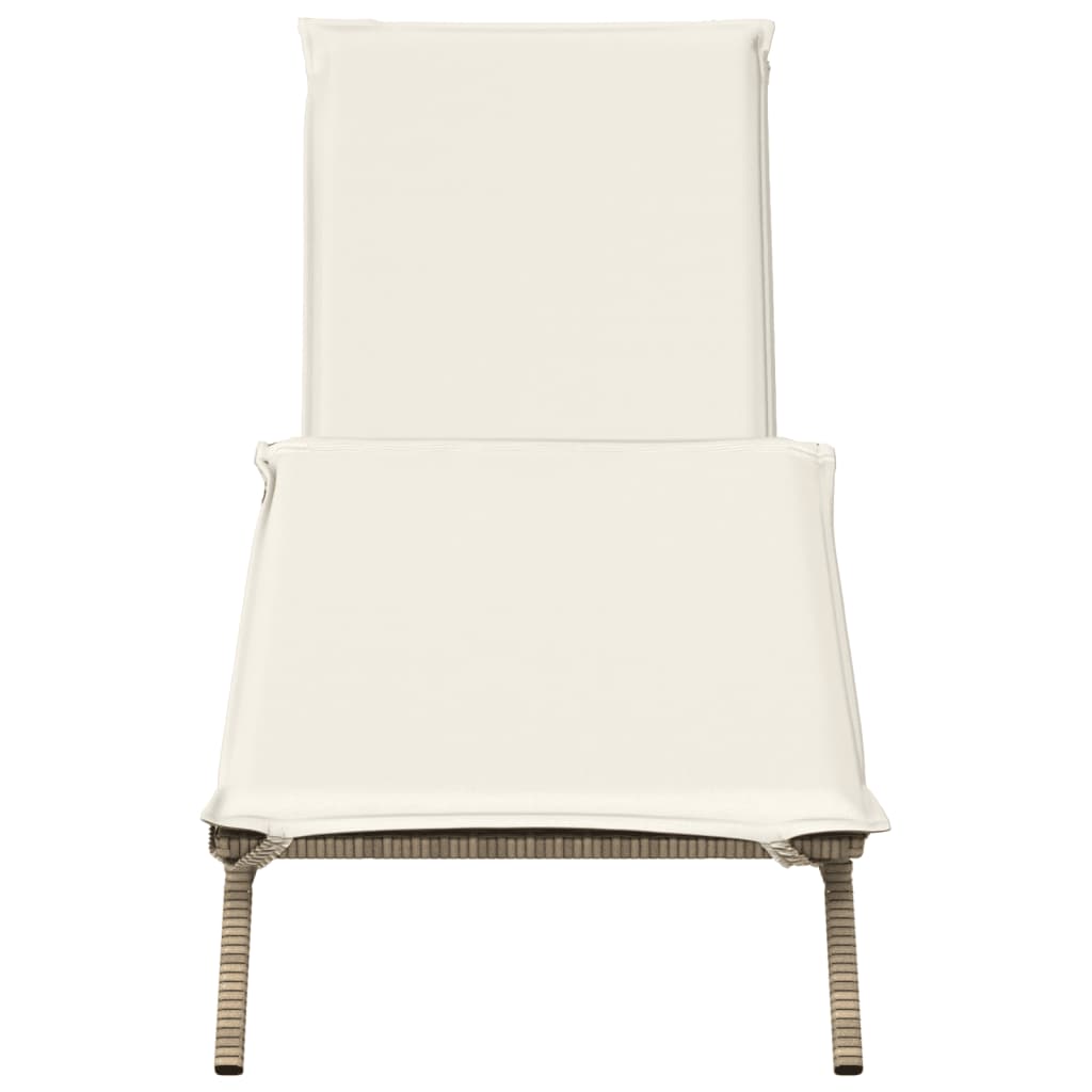 Lettino Prendisole con Cuscini Beige in Polyrattan 4002705
