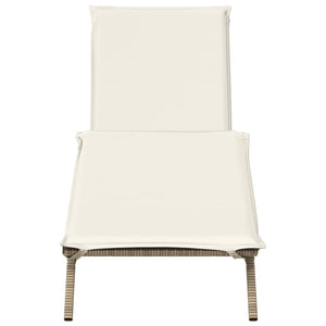 Lettino Prendisole con Cuscini Beige in Polyrattan 4002705