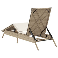 Lettino Prendisole con Cuscini Beige in Polyrattan 4002705