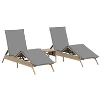 vidaXL Lettini Prendisole 2 pz con Tavolino Beige in Polyrattan