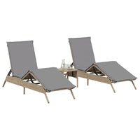 vidaXL Lettini Prendisole 2 pz con Tavolino Beige in Polyrattan