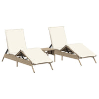 Lettini Prendisole 2 pz con Tavolino Beige in Polyrattan 4002714