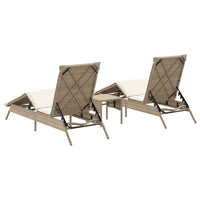 Lettini Prendisole 2 pz con Tavolino Beige in Polyrattan 4002714