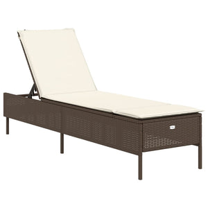 Lettino Prendisole con Cuscino Marrone in Polyrattan 4002720