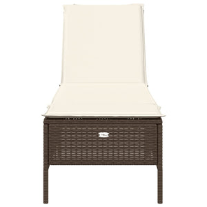 Lettino Prendisole con Cuscino Marrone in Polyrattan 4002720