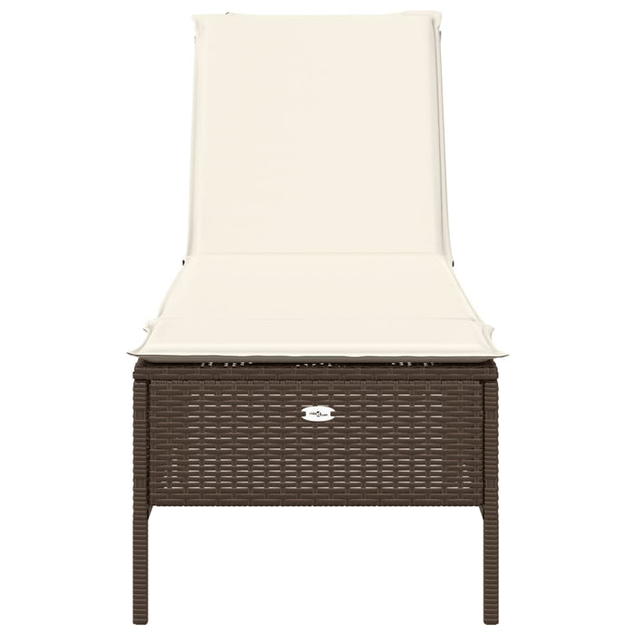 Lettino Prendisole con Cuscino Marrone in Polyrattan 4002720