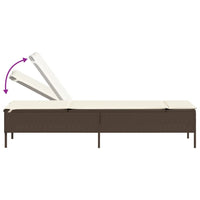 Lettino Prendisole con Cuscino Marrone in Polyrattan 4002720